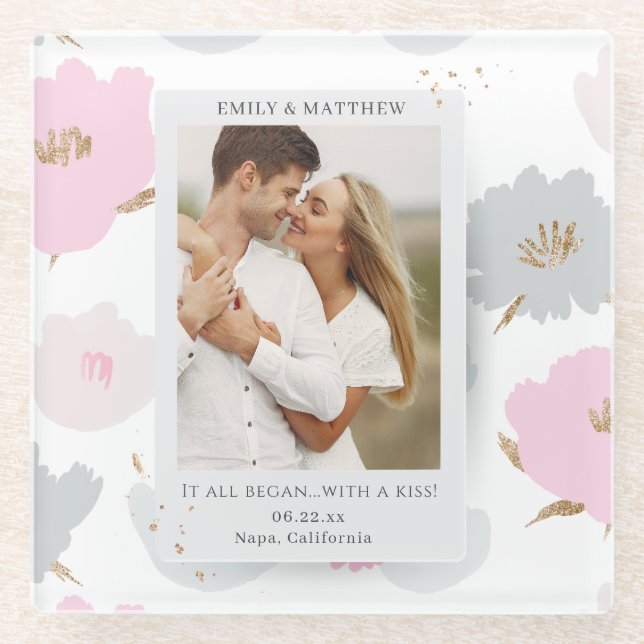 Wo alles anfing Romantische Paare Personalisiert Glasuntersetzer (Vorderseite)