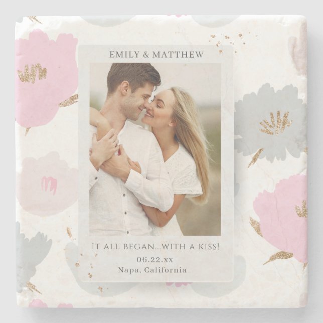 Wo alles anfing Romantische Paare Personalisiert Steinuntersetzer (Vorderseite)