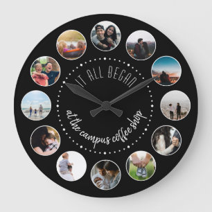 Wo alles begann Liebe-Geschichtsfoto-Collage Große Wanduhr