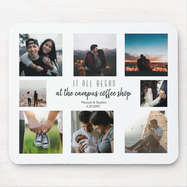 Wo alles begann Liebe-Geschichtsfoto-Collage Mousepad (Vorne)