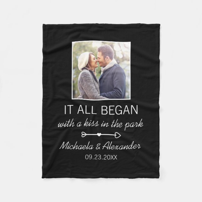 Wo alles begann Personalisierten Paare Foto Fleecedecke (Vorderseite)