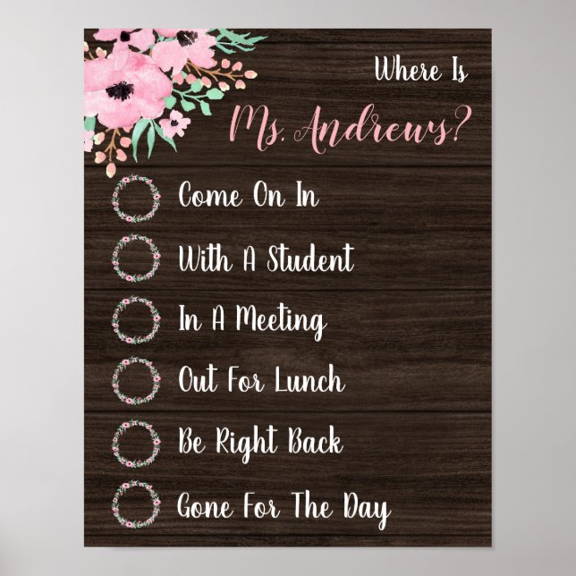 Wo befindet sich das Lehrerbüro? Poster (Vorne)