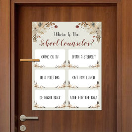 Wo befindet sich das Türschild des Beraterbüros? Poster