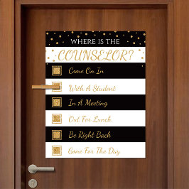 Wo befindet sich das Türschild des Beraterbüros? Poster