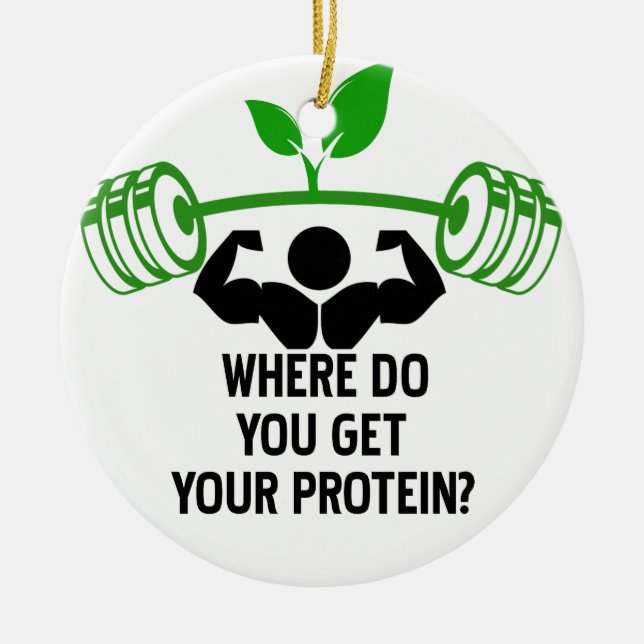 Wo bekommt man sein Protein? Keramik Ornament (Vorne)