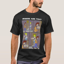 Wo bist du? Männerschwarzer T - Shirt