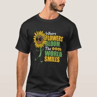 Wo Blume die Welt blühen lächeln botanisches Gar T-Shirt