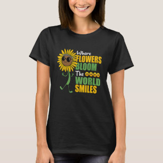 Wo Blume die Welt blühen lächeln botanisches Gar T-Shirt