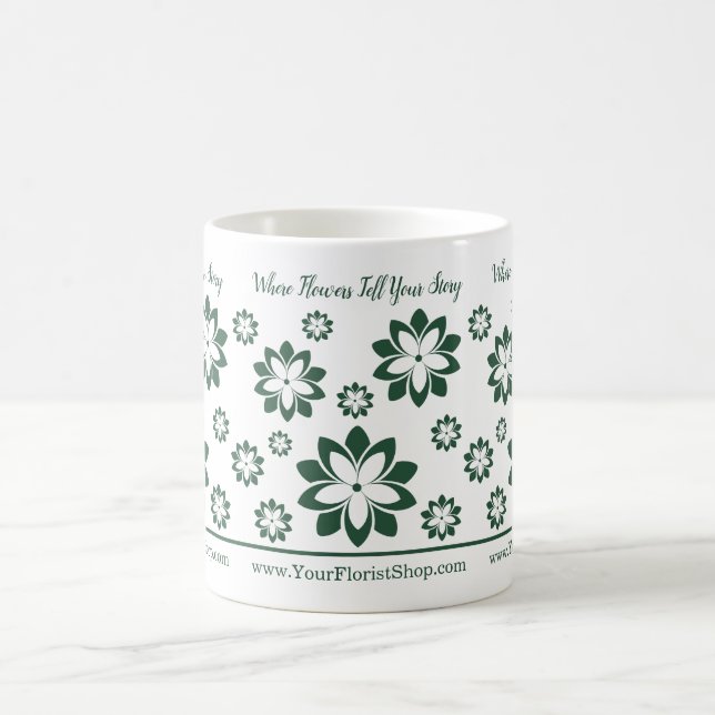 Wo Blume Ihre Geschichte Florist-Werbung erzählen Kaffeetasse (Mittel)