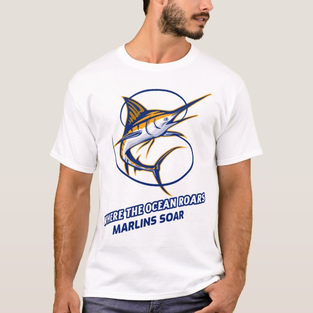 Wo der Ozean die Marlins in die Marineinfischerei  T-Shirt (Vorderseite)