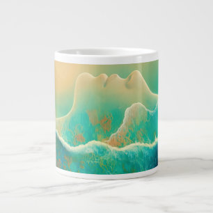 "Wo der Ozean zum Gedächtnis wird" - Blau grün Jumbo-Tasse