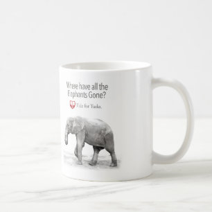 Wo die ganze Elefanten gegangene Kaffeetasse haben