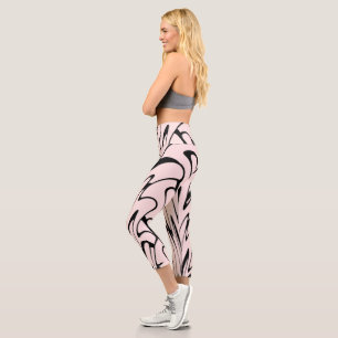 Wo die Kunst denkt Schwarz und Rosa Capri Leggings