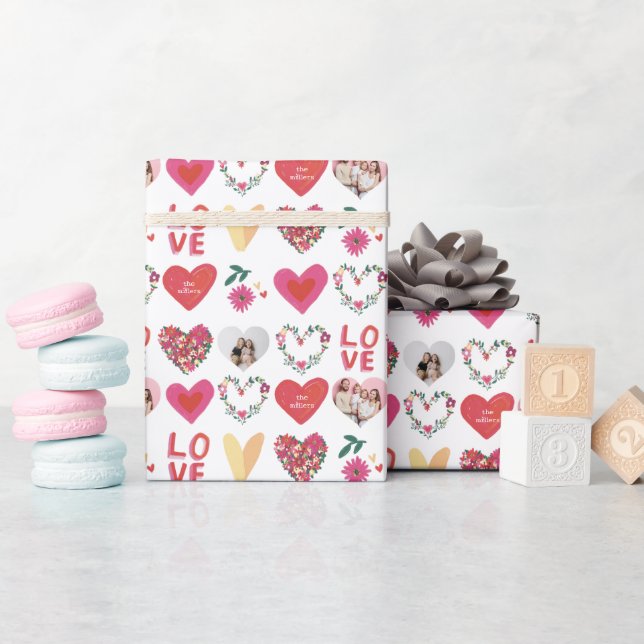 Wo die Liebe Personalisierte Fotos und Text wächst Geschenkpapier (Babyparty)