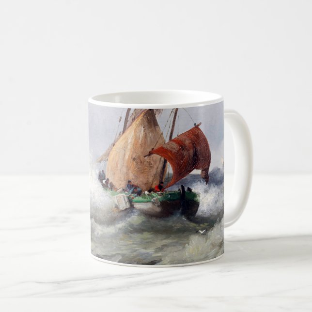 Wo die Natur regiert: Sturmflut mit Möwen Kaffeetasse (VorderseiteRechts)
