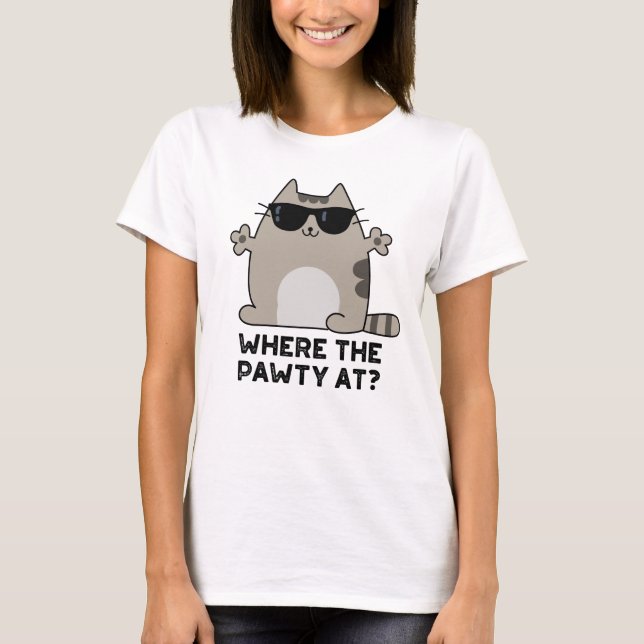 Wo die Pawty im sonnigen Party Cat Puff T-Shirt (Vorderseite)