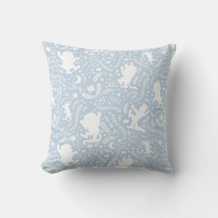 Wo die wilden Dinge blaues Blumenmuster Kissen