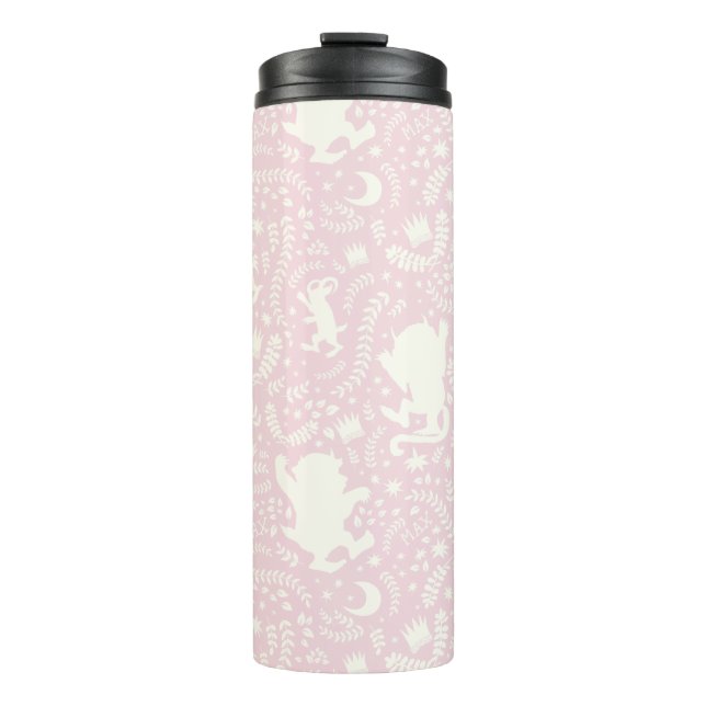 Wo die wilden Dinge rosa Blumenmuster sind Thermosbecher (Vorderseite)