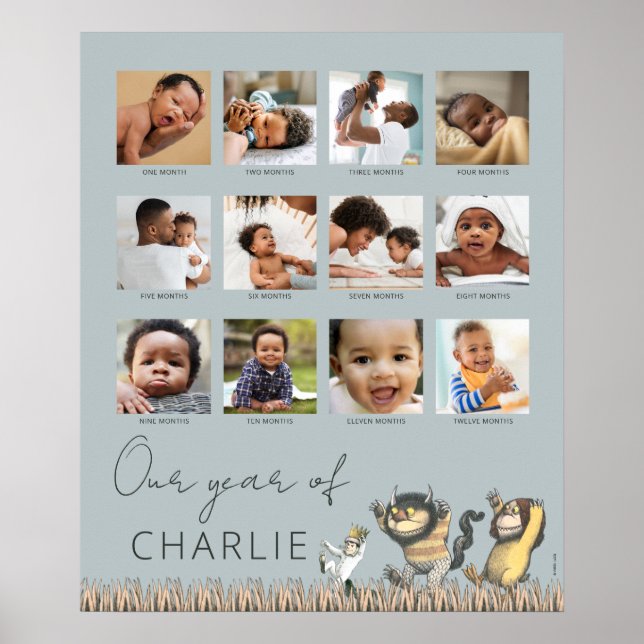 Wo die wilden Dinge sind - 12 Monate Foto Collage Poster (Vorne)