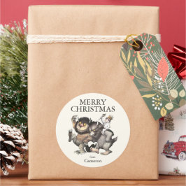 Wo die wilden Dinge sind | Frohe Weihnachten Runder Aufkleber