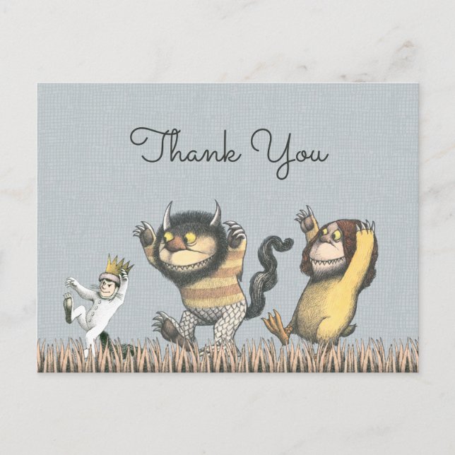 Wo die wilden Dinge sind Geburtstag danke Postkarte (Vorderseite)