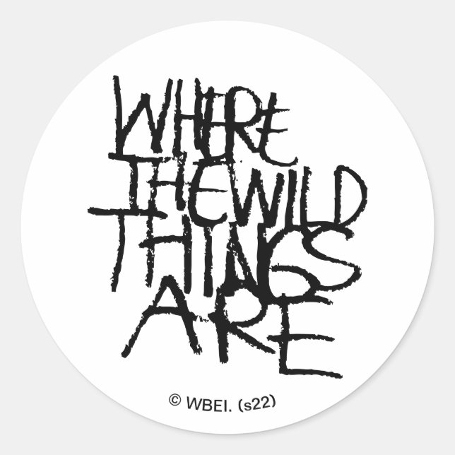 Wo die wilden Dinge sind | Handschriftlich Runder Aufkleber (Vorderseite)