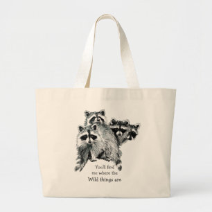 Wo die wilden Dinge sind inspirierende Raccoon Jumbo Stoffbeutel