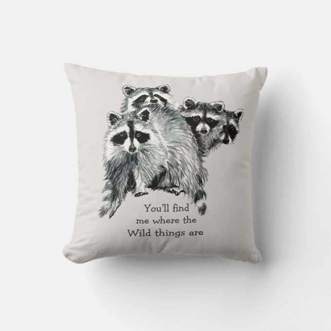 Wo die wilden Dinge sind inspirierende Raccoon Kissen (Vorderseite)