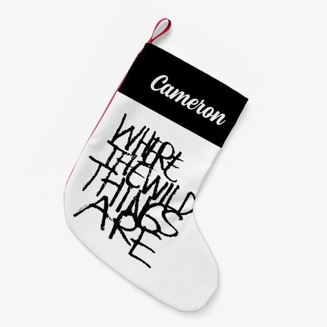 Wo die wilden Dinge sind | Name hinzufügen Kleiner Weihnachtsstrumpf (Vorderansicht (hängend))