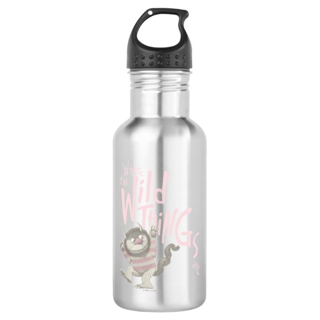 Wo die wilden Dinge zitiert werden - rosa Edelstahlflasche (Vorderseite)