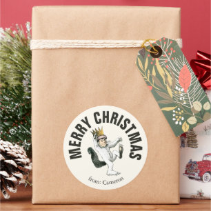 Wo die wilden Kerle wohnen   Frohe Weihnachten Runder Aufkleber