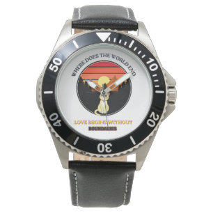 Wo endet die Welt Süße Katze Retro-Sonnenunterga Armbanduhr