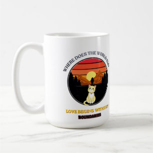 Wo endet die Welt   Süße Katze Retro-Sonnenunterga Kaffeetasse