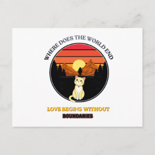 Wo endet die Welt   Süße Katze Retro-Sonnenunterga Postkarte