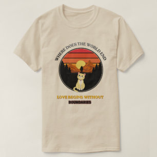 Wo endet die Welt Süße Katze Retro-Sonnenunterga T-Shirt