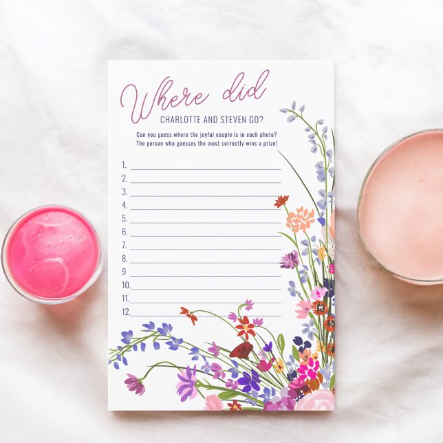 Wo gehen sie hin zu Wild-Blume-Brautparty (Where did they go wild flowers bridal shower game)