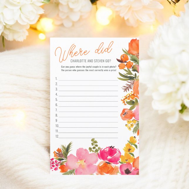 Wo gehen sie kühne Blume Brautparty-Spiel (Where did they go bold flowers bridal shower game)