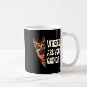 Wo gehst du hin Lustiger deutscher Schäferhund-Hun Kaffeetasse