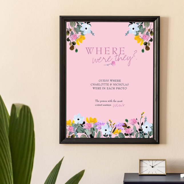 Wo haben sie Wildblume rosa Brautparty Poster (Where were they photo game sign from Wildflower Lawn Collection. Order printed or digital download.
)