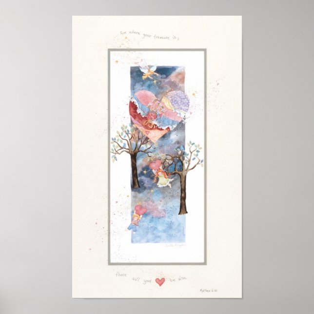 Wo Ihr Schatz ist, selbstmattierter 9" x 15"-Druck Poster (Vorne)
