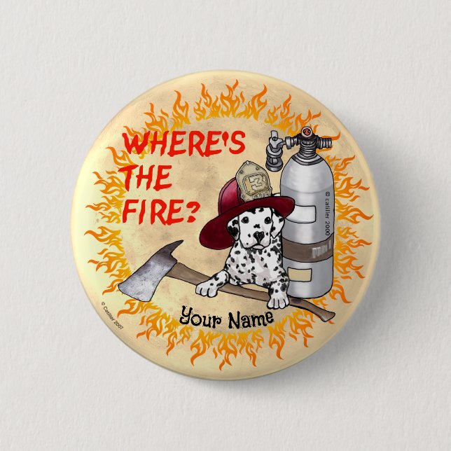 Wo ist das Feuer Feuerwehrmann  Button (Vorderseite)