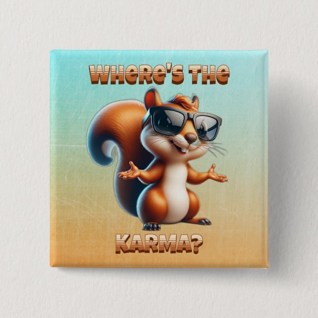 Wo ist das Karma-Funny-Eichhörnchen in Schatten? Button (Vorderseite)