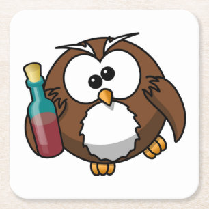 "WO IST DAS PARTY?" BETRUNKENES OWL RECHTECKIGER PAPPUNTERSETZER