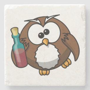 "WO IST DAS PARTY?" BETRUNKENES OWL STEINUNTERSETZER