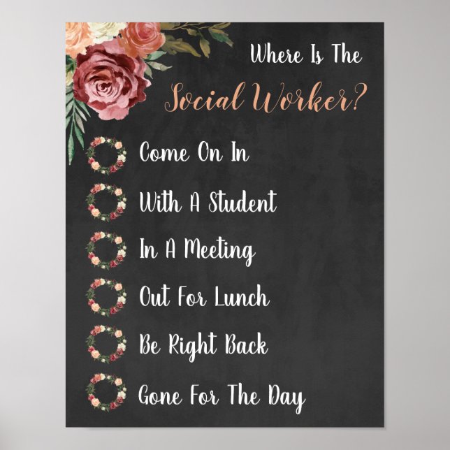 Wo ist das Türzeichen des Sozialarbeiterbüros? Poster (Vorne)