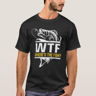 Wo ist der Fisch WTF Men Funny Fishing T Shirt