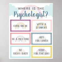 Wo ist der Psychologe Office Door Sign Rainbow?