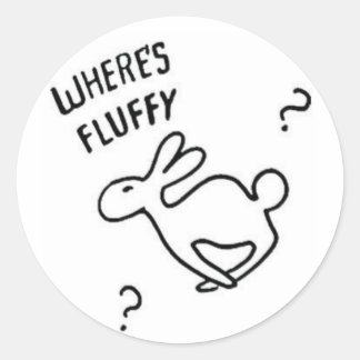 Wo ist Fluffy? Runder Aufkleber