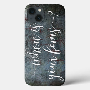 "Wo ist Ihr Fokus?" Typografie, rustikales Case-Mate iPhone Hülle