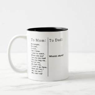 Wo ist Mama? Lustiger Elternteil Zweifarbige Tasse